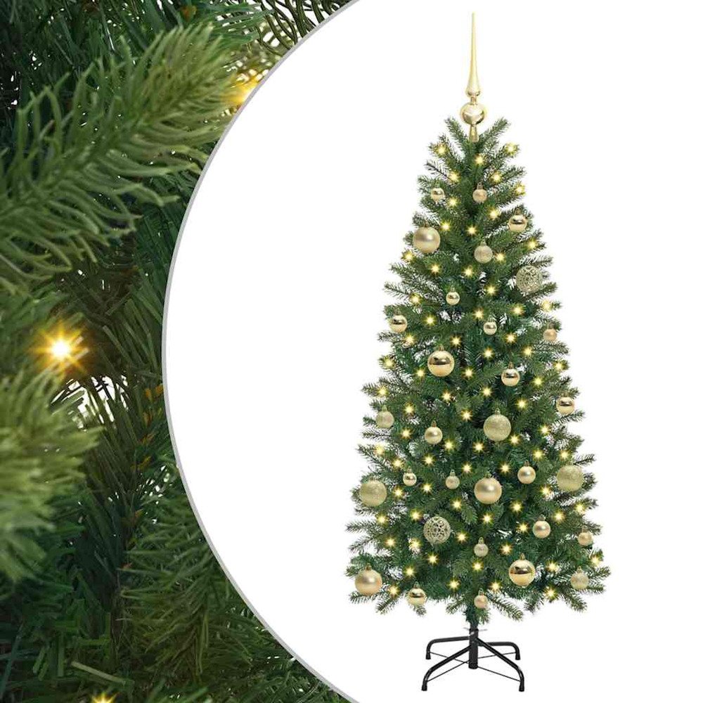Sapin de noël artificiel avec 150 led vert 150 cm pe et pvc