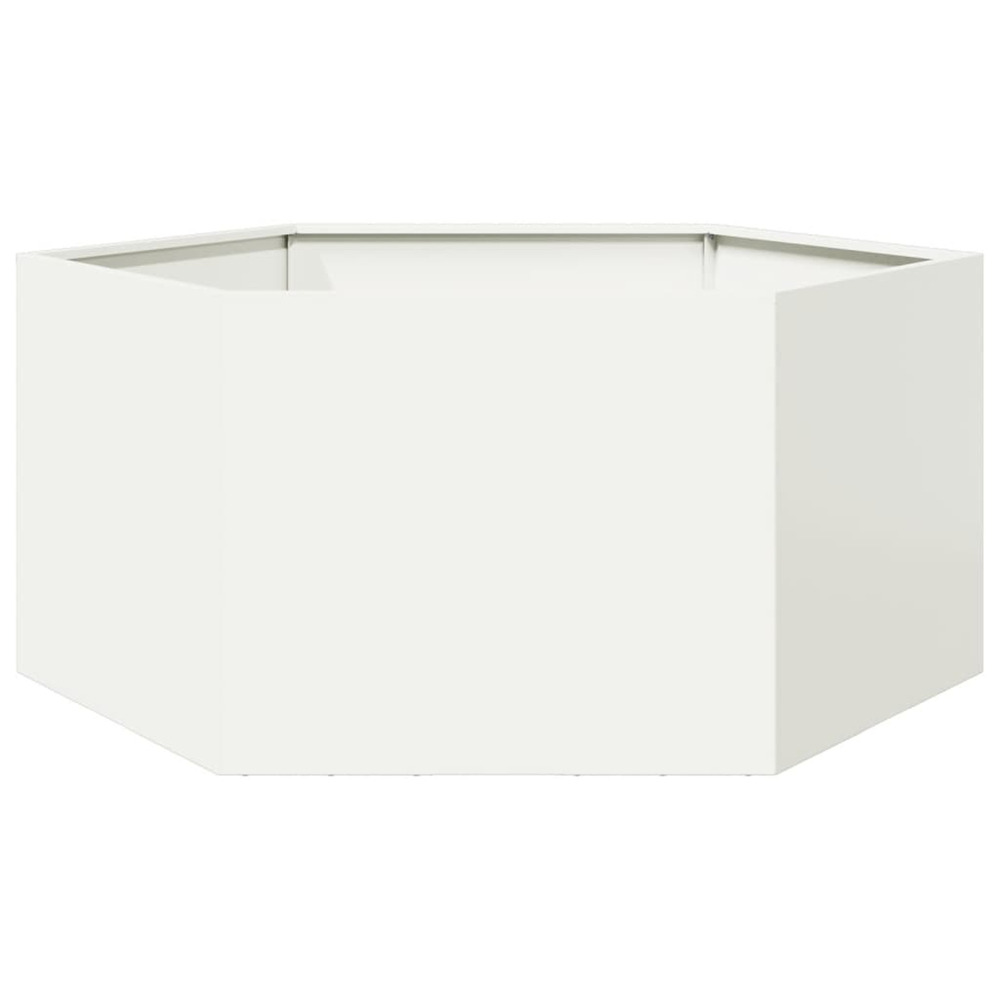 Jardinière d'extérieur blanc hexagone 104x90x45 cm acier
