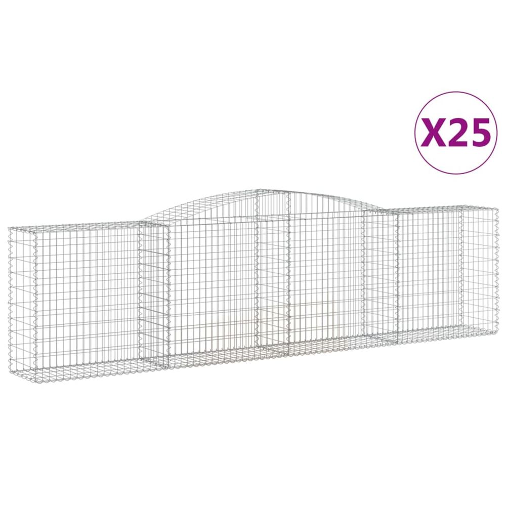 Paniers à gabions arqués 25 pcs 400x50x100/120 cm fer galvanisé