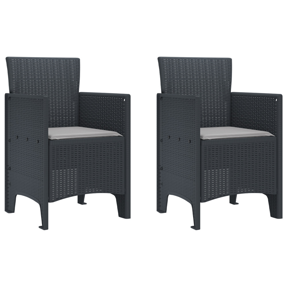 Chaises de jardin 2 pcs anthracite poly rattan