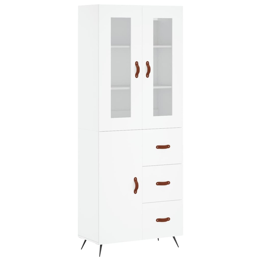 Buffet bahut commode armoire meuble de rangement organisateur cuisine salle de séjour salon haut 69,5 x 34 x 180 cm bois d'in