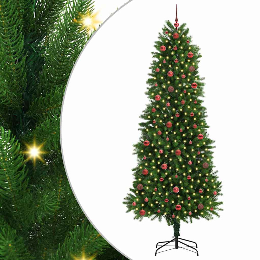 Sapin de noël avec 300 led avec support vert 240 cm pe