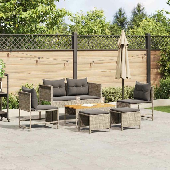 Ensemble de canapé de jardin 6 pcs gris clair et gris foncé