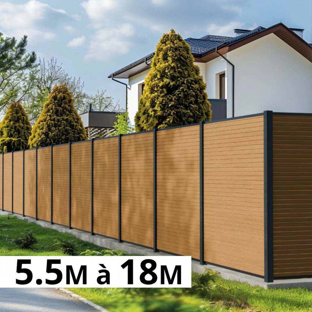 Kit clôture composite poteau à sceller - santos cèdre h-1,8m