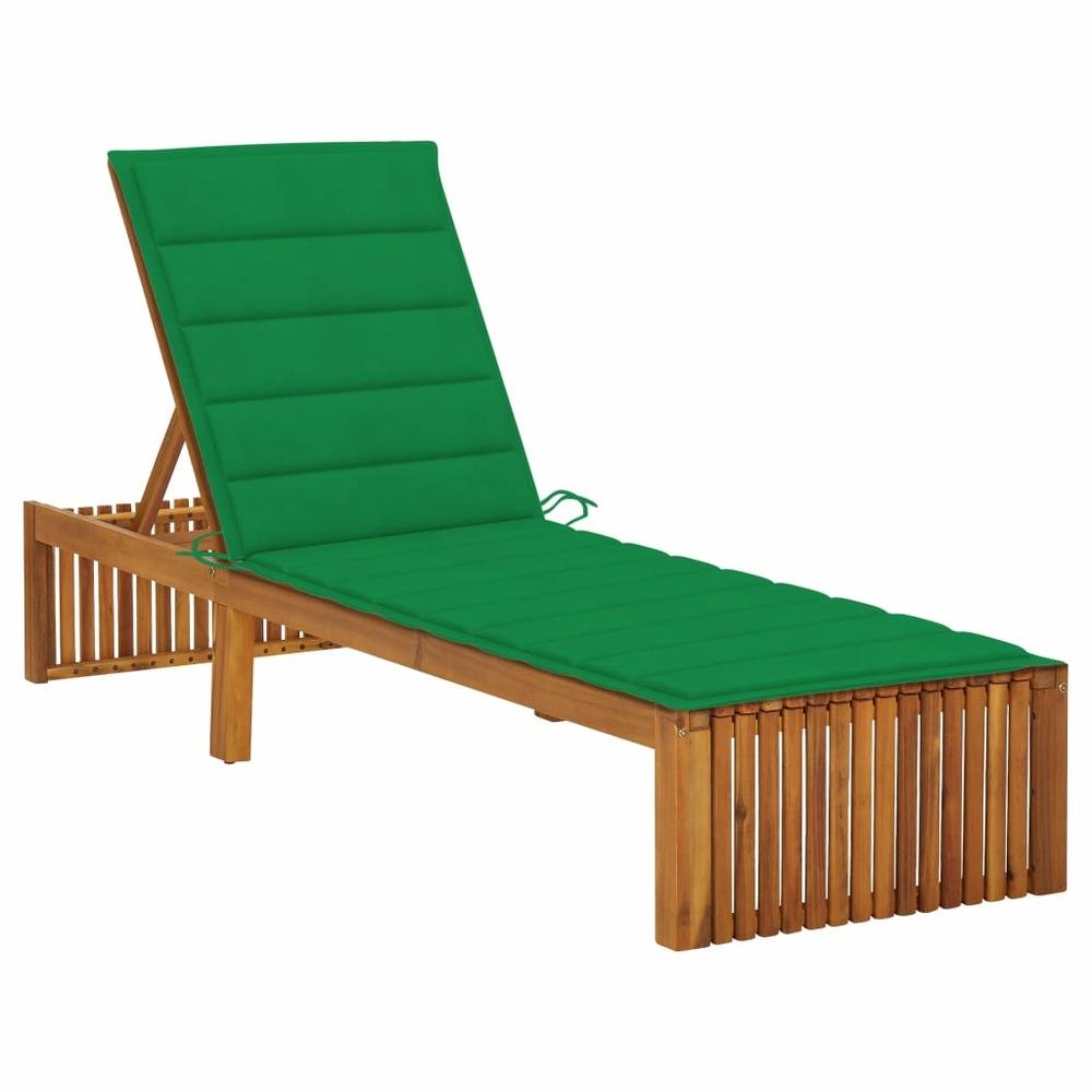 Chaise longue avec coussin bois d'acacia solide
