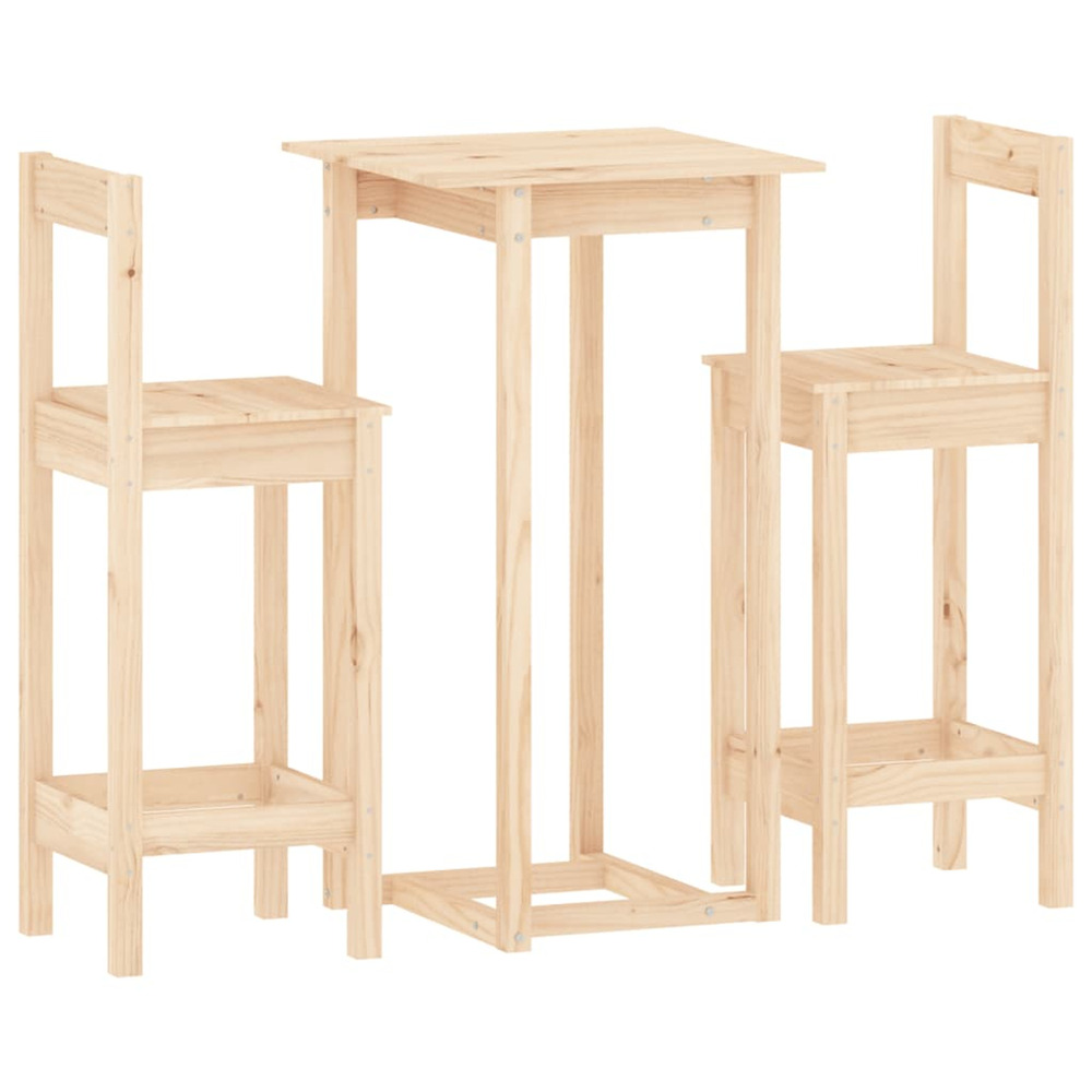 Ensemble de bar 3 pcs bois de pin massif