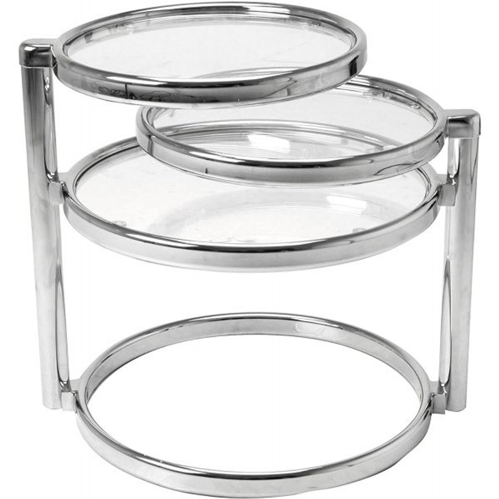 Table basse plateaux pivotants en verre 3 plateaux