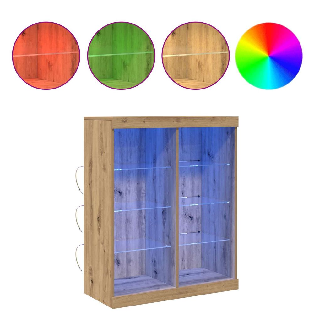 Buffet led chêne artisanal 81 x 37 x 100 cm bois d'ingénierie