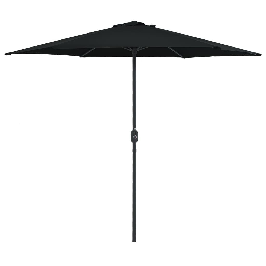 Parasol d'extérieur et mât en aluminium 270x246 cm noir