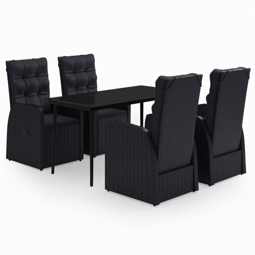Ensemble à manger de jardin avec coussins 5 pcs noir