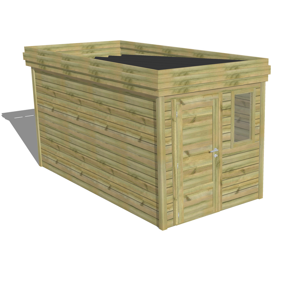 Abri de jardin bois pin traité autoclave 27mm - 2,14x4,34m / 9m2 - bac acier - abri français