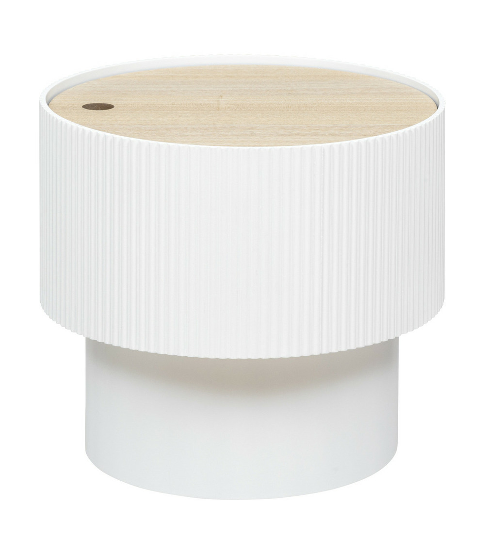 Table à café avec coffre de rangement en bois peint blanc d 38,5 cm