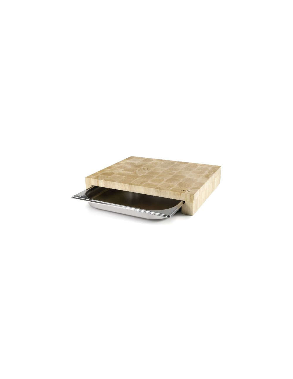 Planche à découper bois 41,5 x 34 cm + bac inox - 60592