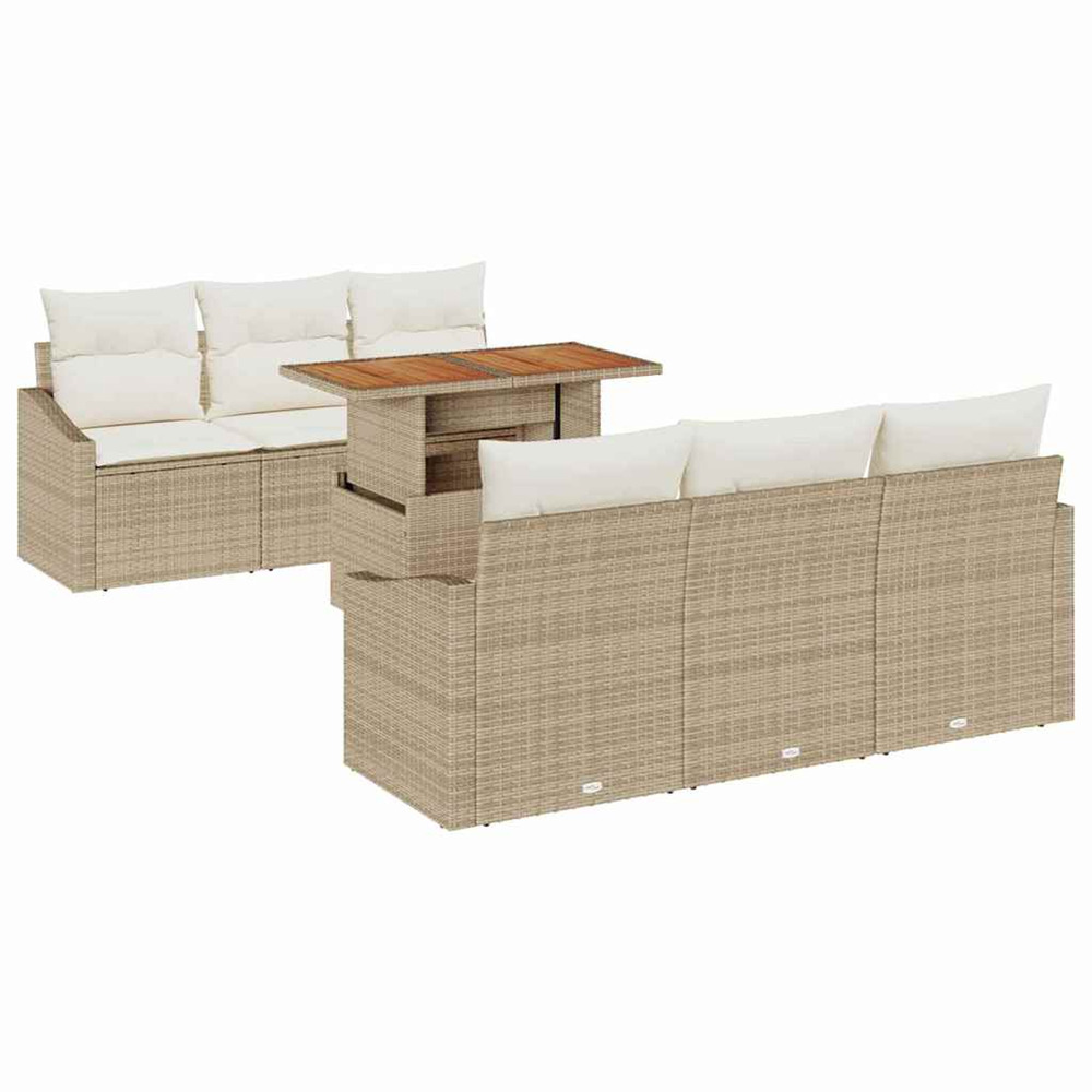 Ensemble de canapé de jardin 7 pcs beige poly rotin