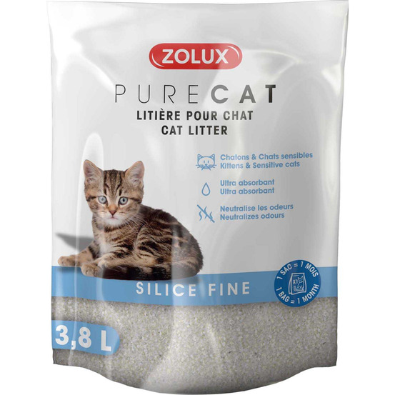 Litière silice fine purecat 3.8 litres