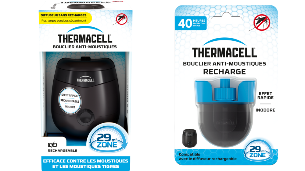Thermacell bouclier anti-moustiques et moustiques tigres - recharge incluse 40h de protection- extérieur - sans fil, rechargeable