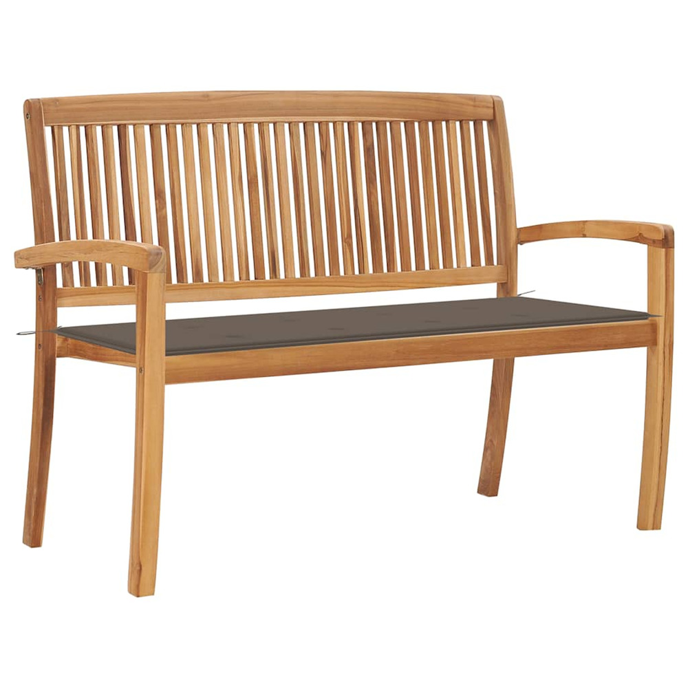 Banc de jardin empilable et coussin 128,5cm bois de teck massif