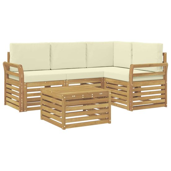 Ensemble de canapés d'extérieur 5 pc blanc et crème polyester