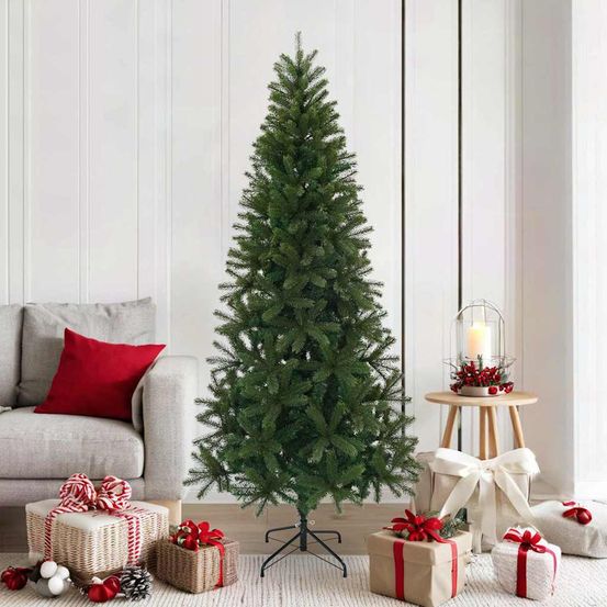 Sapin de noël artificiel réaliste pvc pe pour salon et jardin abrité vert 180 cm
