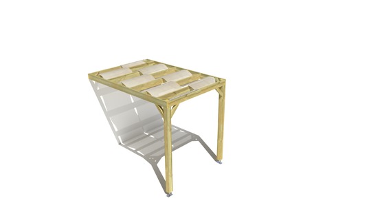 Pergola bois • 2m x 3m • adossée • sens largeur • voilage semi-transparent inclus • livraison comprise
