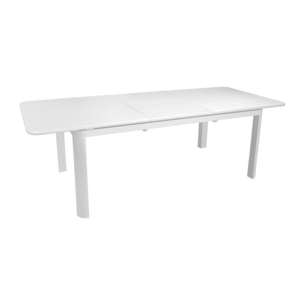 Table de jardin rectangulaire eos en aluminium 220/280 x100 cm - plateau à lattes - blanc