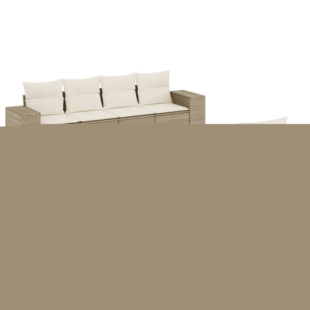 Salon de jardin avec coussins 9 pcs beige résine tressée