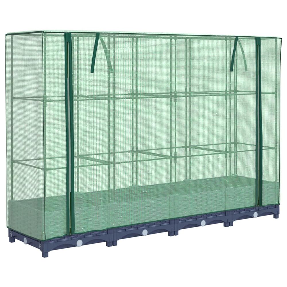 Lit surélevé avec housse de serre aspect rotin 160 x 40 x 123 cm