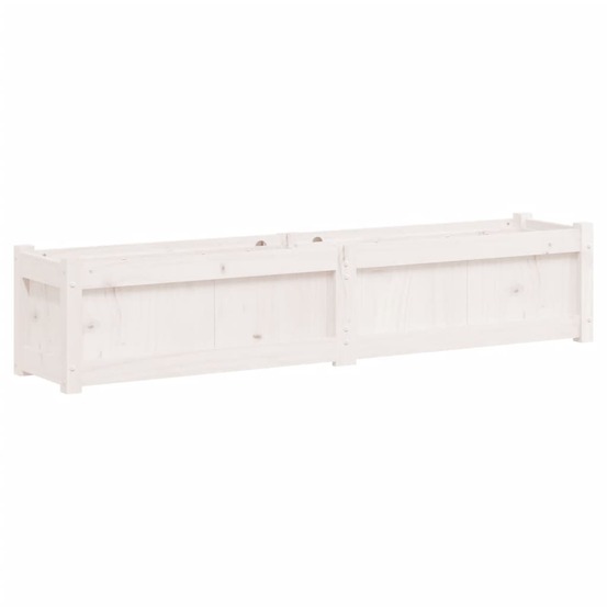 Jardinière blanc 150x31x31 cm bois massif de pin