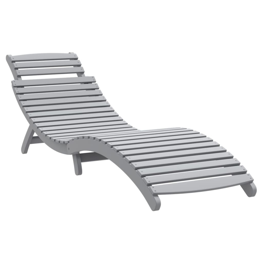 Chaise longue gris 184x55x64 cm bois massif d'acacia bain de soleil