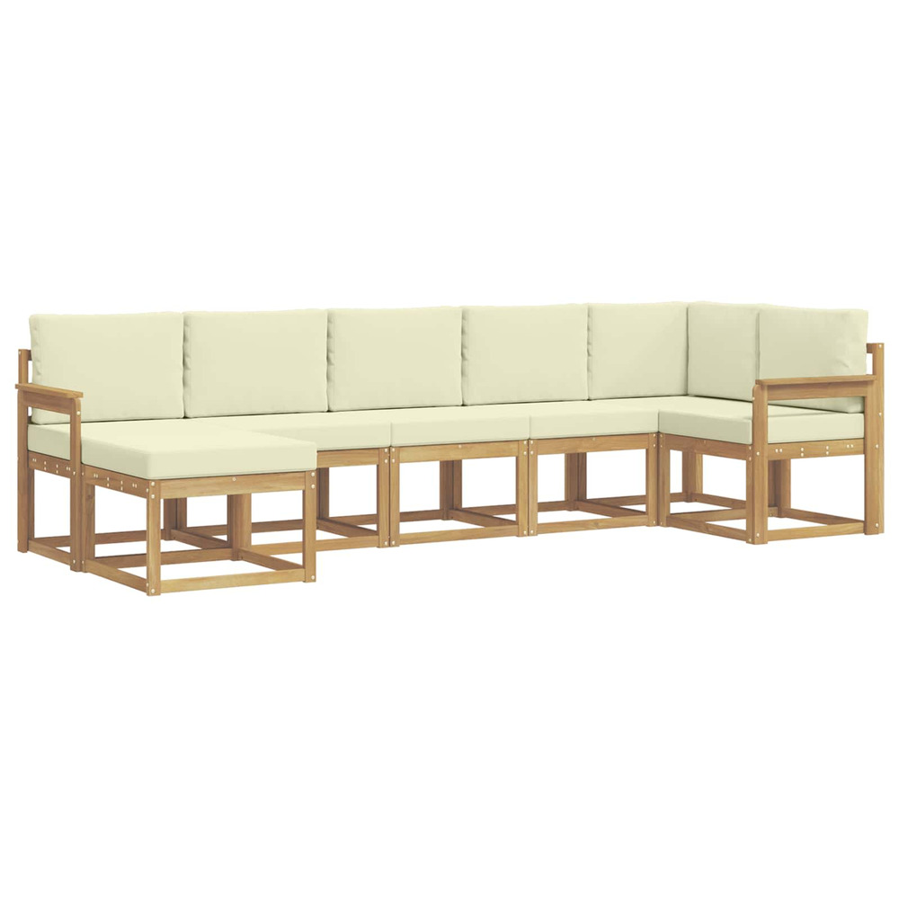 Ensemble de canapés d'extérieur 7 pcs blanc et crème polyester