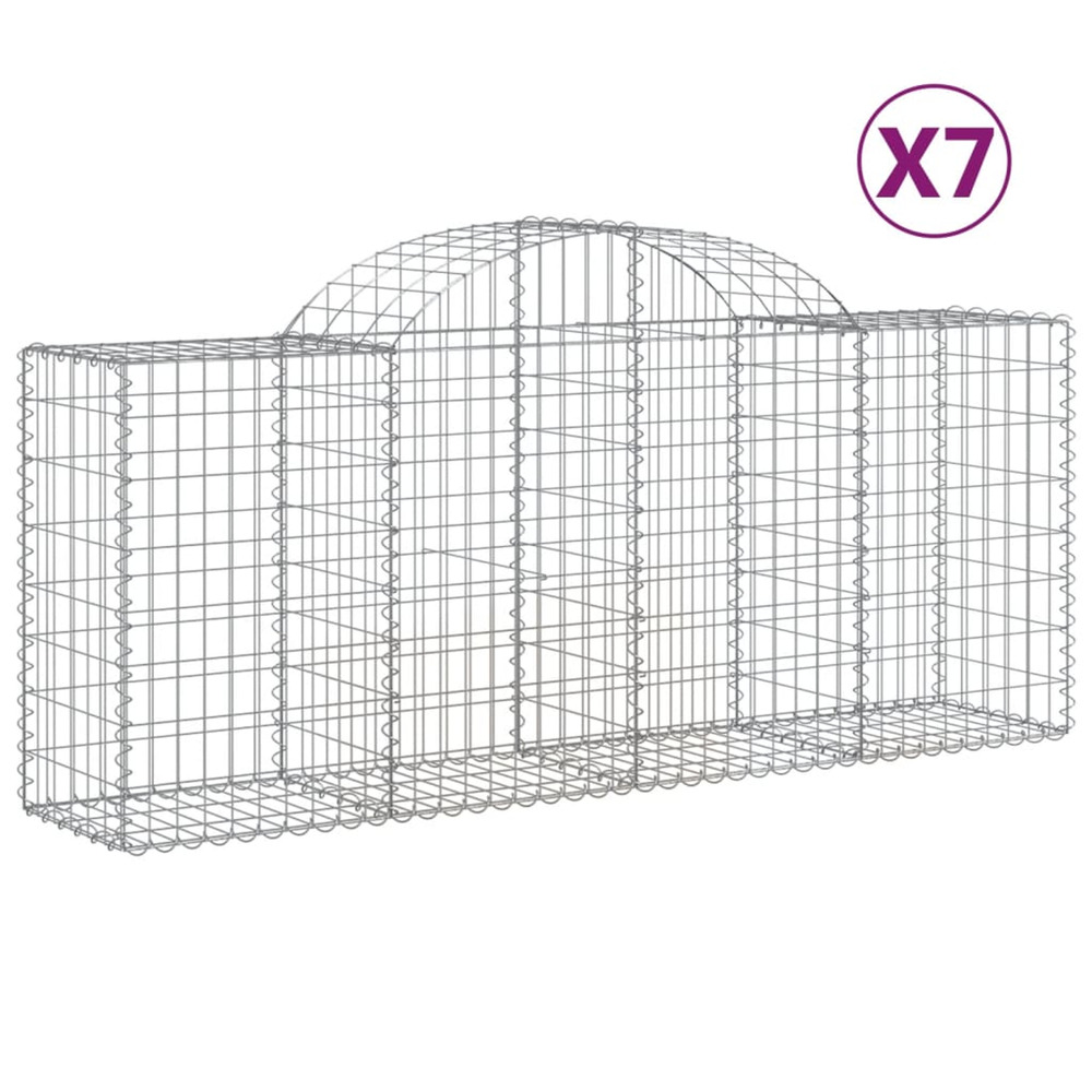 Paniers à gabions arqués 7 pcs 200x50x80/100 cm fer galvanisé