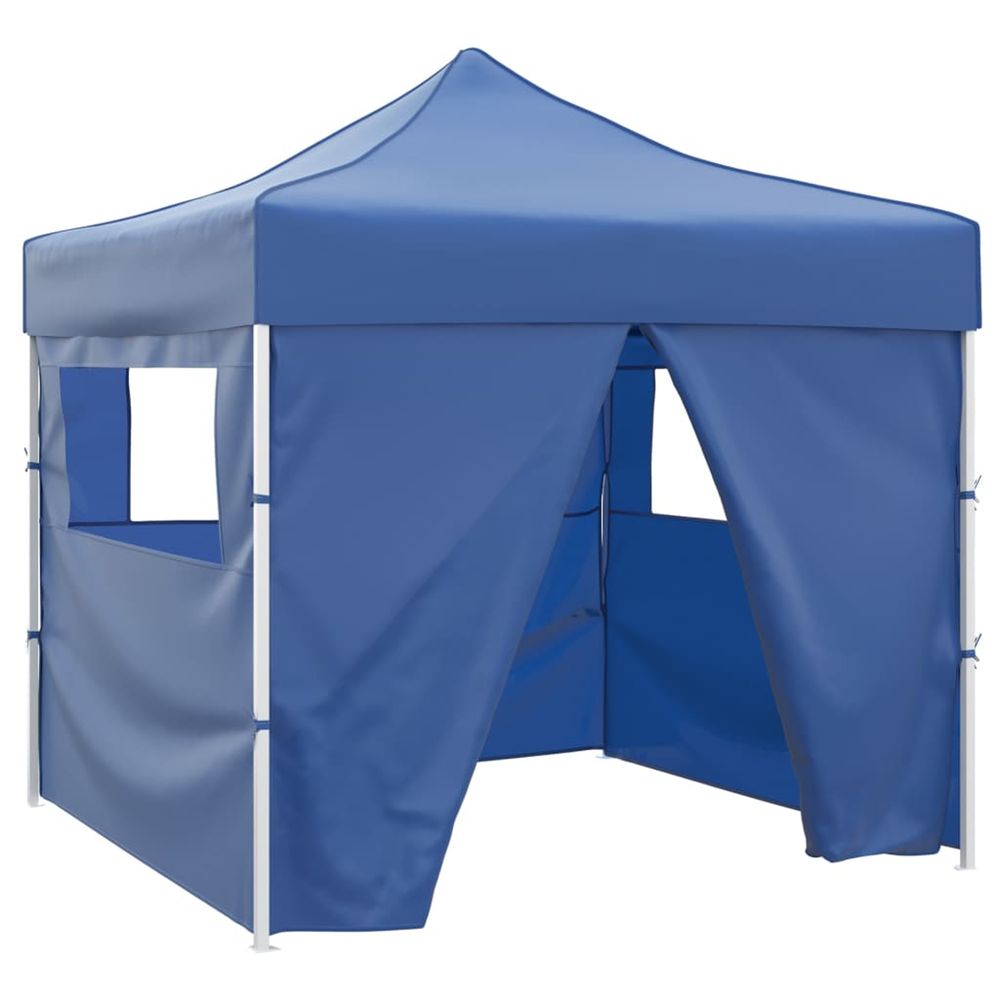 Tente pliable avec 4 parois bleu 3 x 3 m