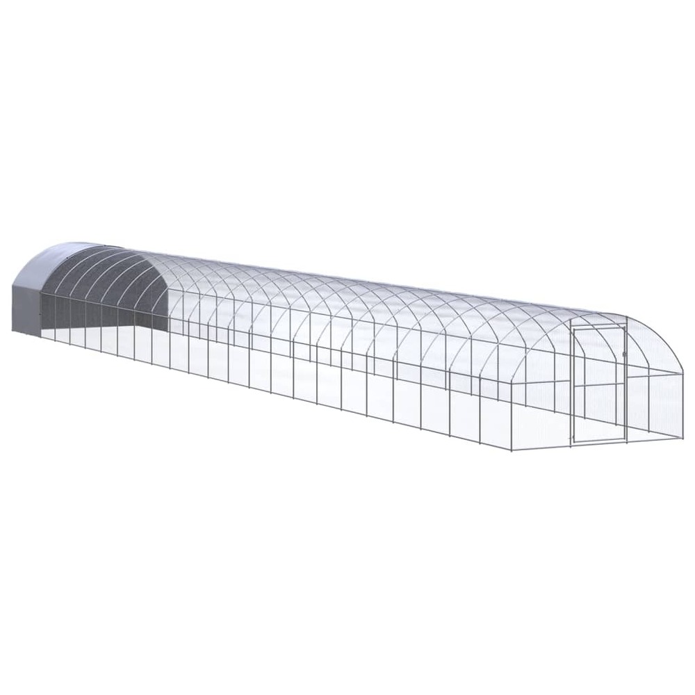 Poulailler enclos cage poules d'extérieur 3 x 24 x 2 m acier galvanisé argent