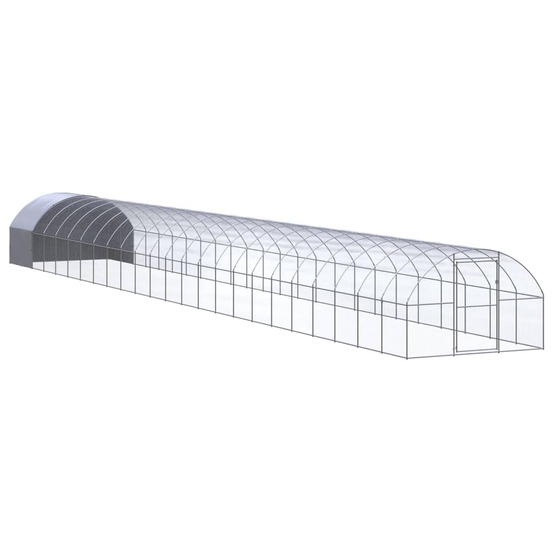 Poulailler enclos cage poules d'extérieur 3 x 24 x 2 m acier galvanisé argent
