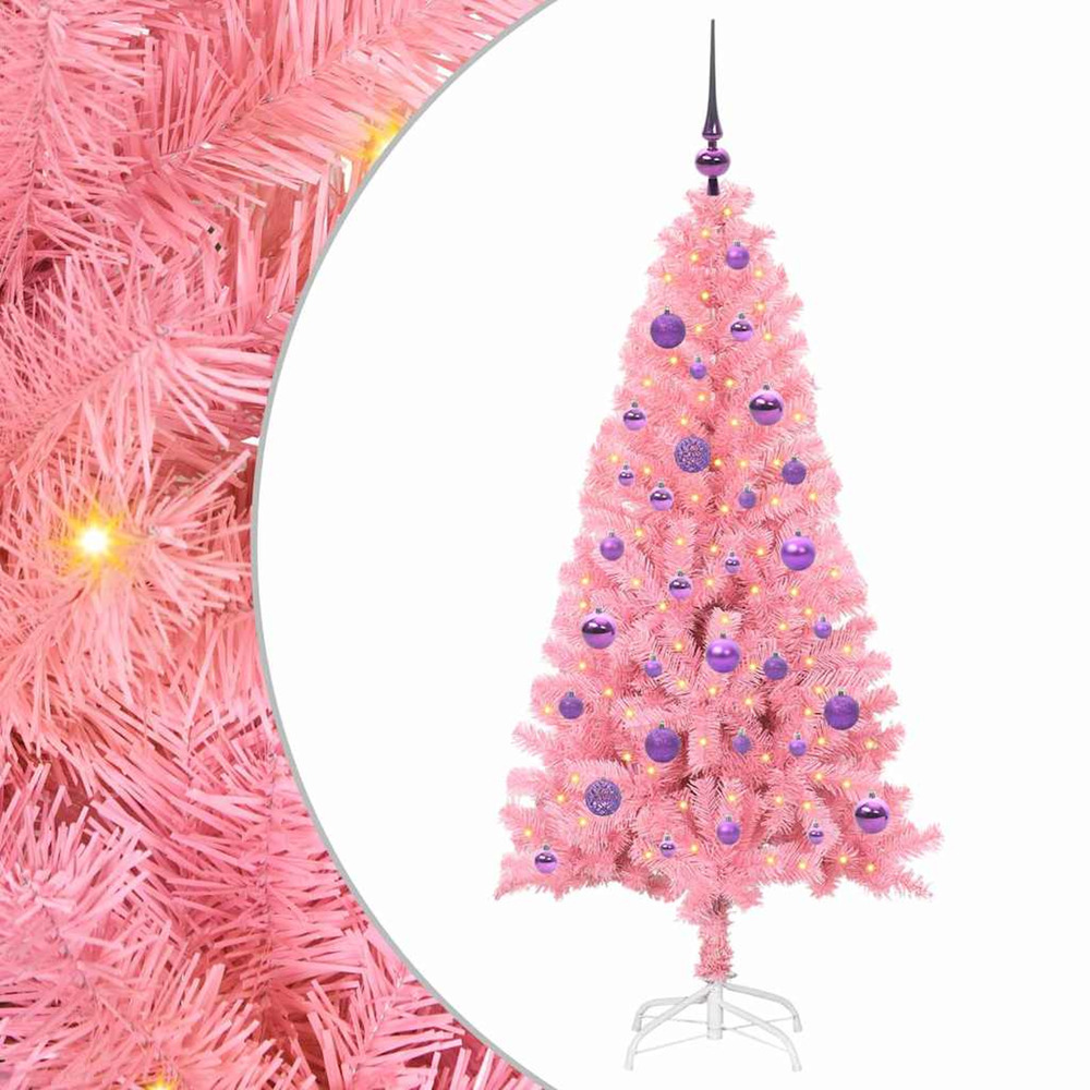 Sapin de noël avec 150 led avec support rose 150 cm pvc