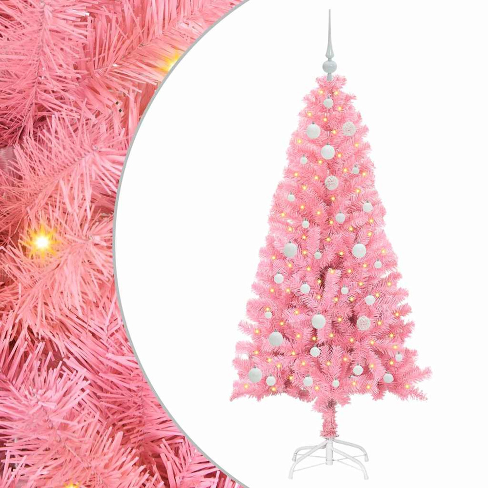 Sapin de noël avec 150 led avec support rose 150 cm pvc