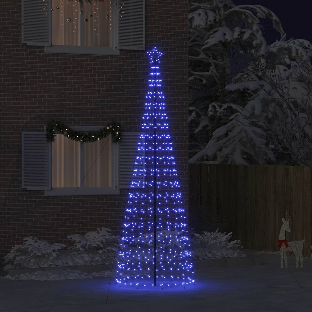Grand sapin de noël led 400 cm en fer pour jardin bleu