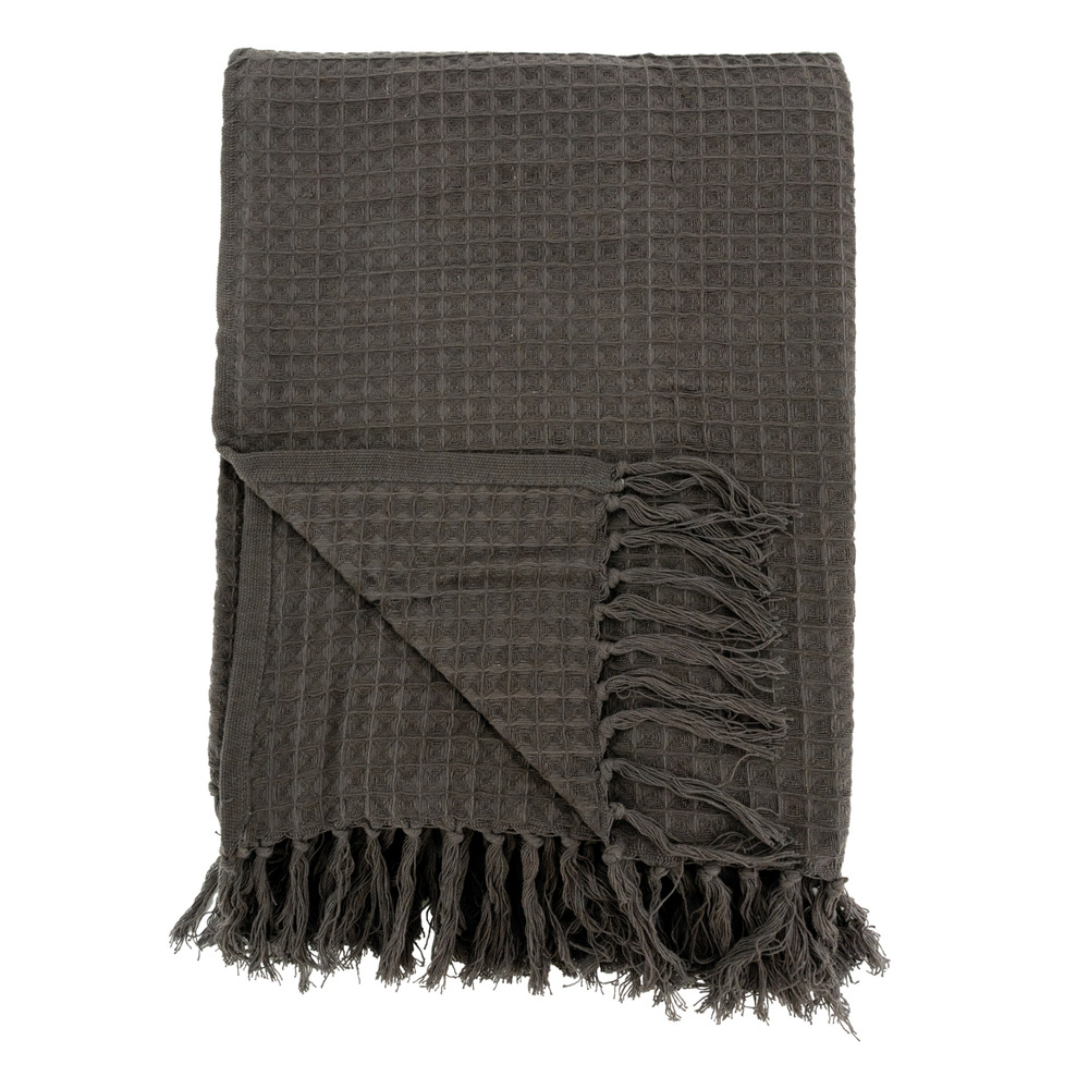 Plaid 100% coton 130 x 170 cm chocolat