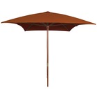 Parasol d'extérieur avec mât en bois 200 x 300 cm orange