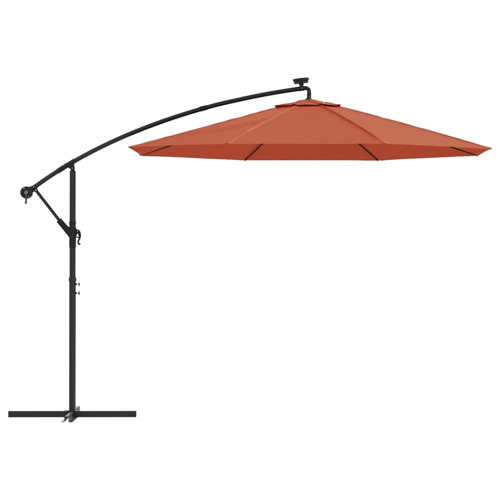 Parasol déporté à led et mât en acier diamètre 300 cm orange
