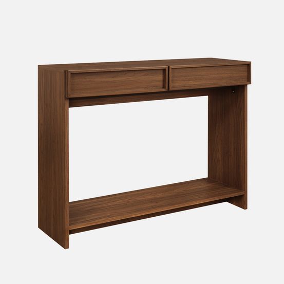 Console décor bois 2 tiroirs et étagère - l 100 x p 33 x h 78cm - kuba