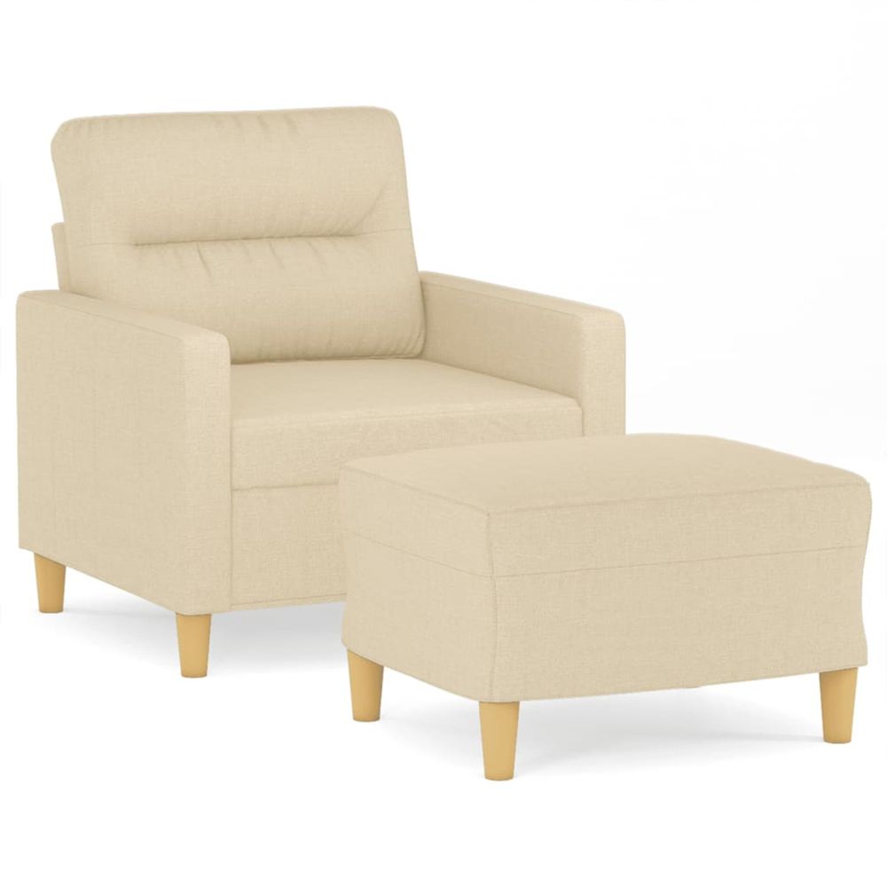 Fauteuil avec repose-pied crème 60 cm tissu