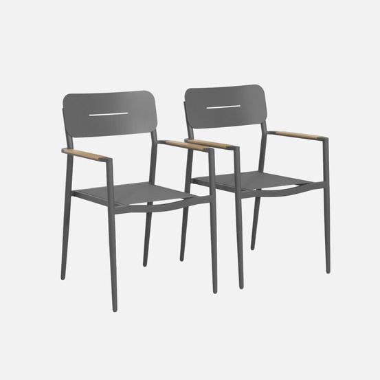 Lot de 2 fauteuils de jardin aluminium et textilène - fira