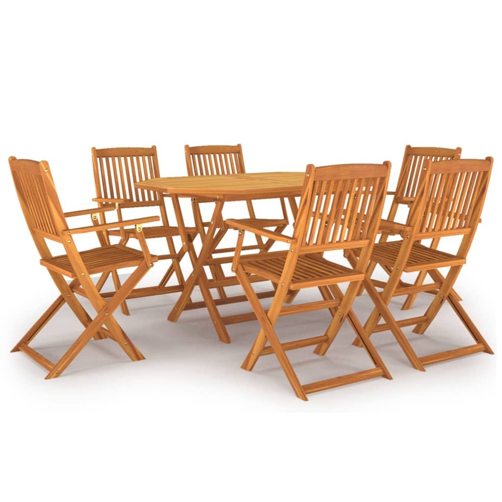 Ensemble à manger de jardin 7 pcs bois d'acacia massif