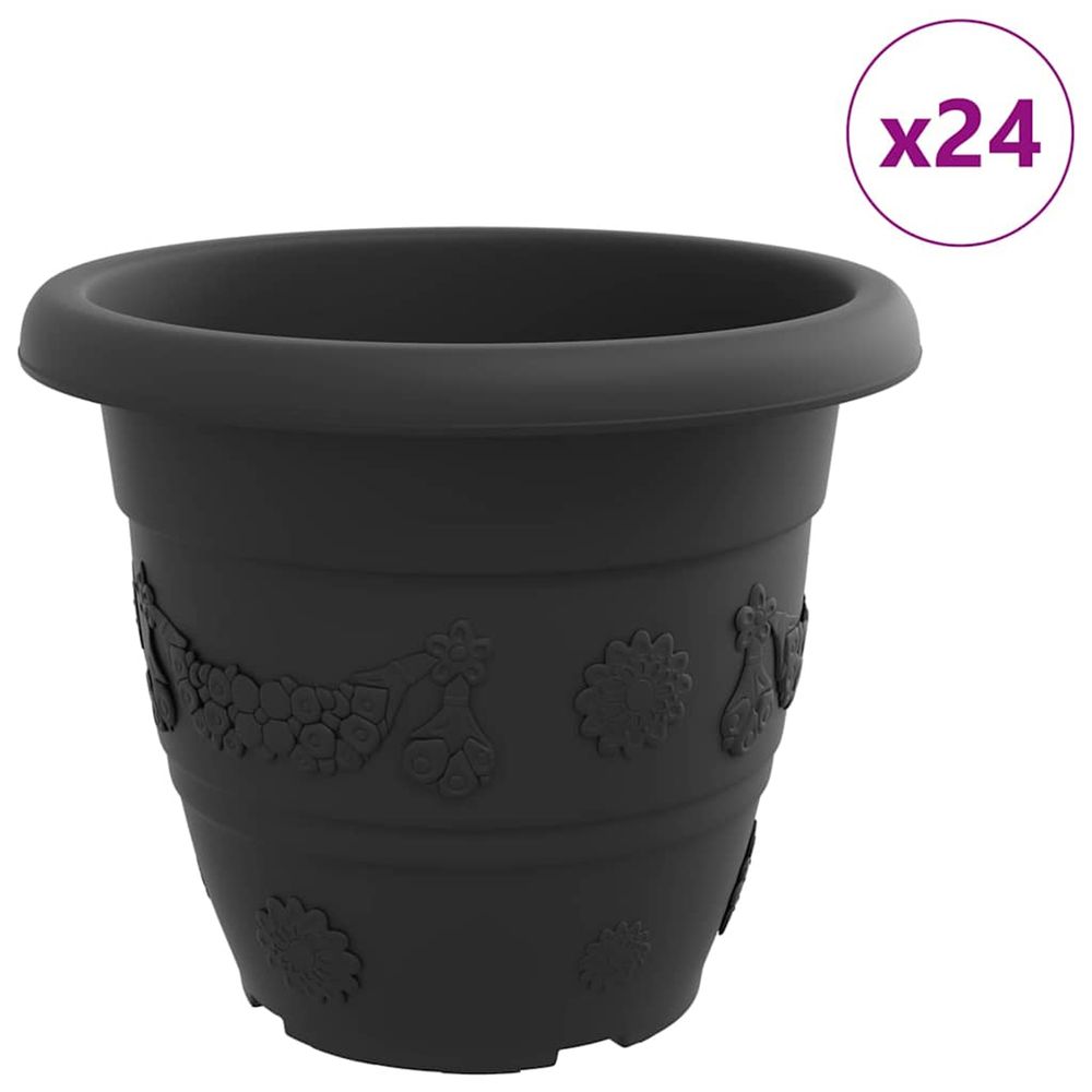 Pot à fleurs rond 24 pc noir ø 39 x 32 cm plastique