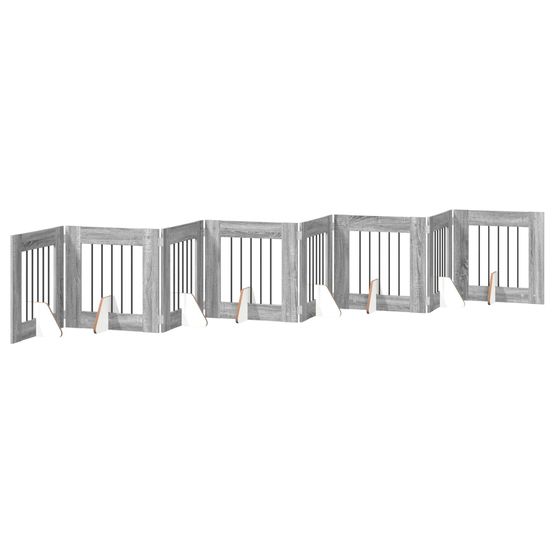 Porte de chien pliable avec supports 8 pc sonoma gris 60 cm