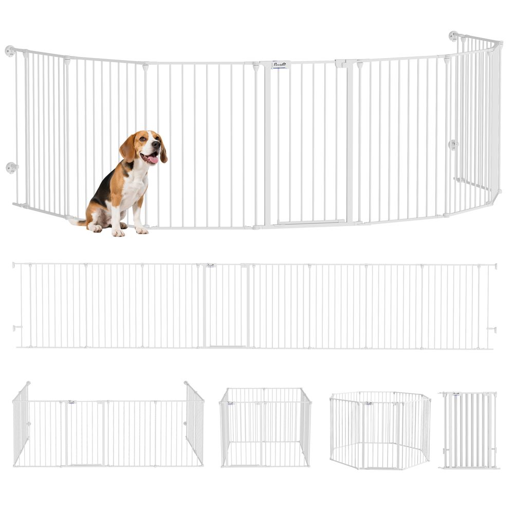 Parc à chiots 2-en-1 acier blanc 8 panneaux 90 cm barrière modulable sécurisée - comfortxl outdoor living