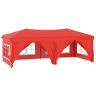 Tente de réception pliable avec parois rouge 3x6 m