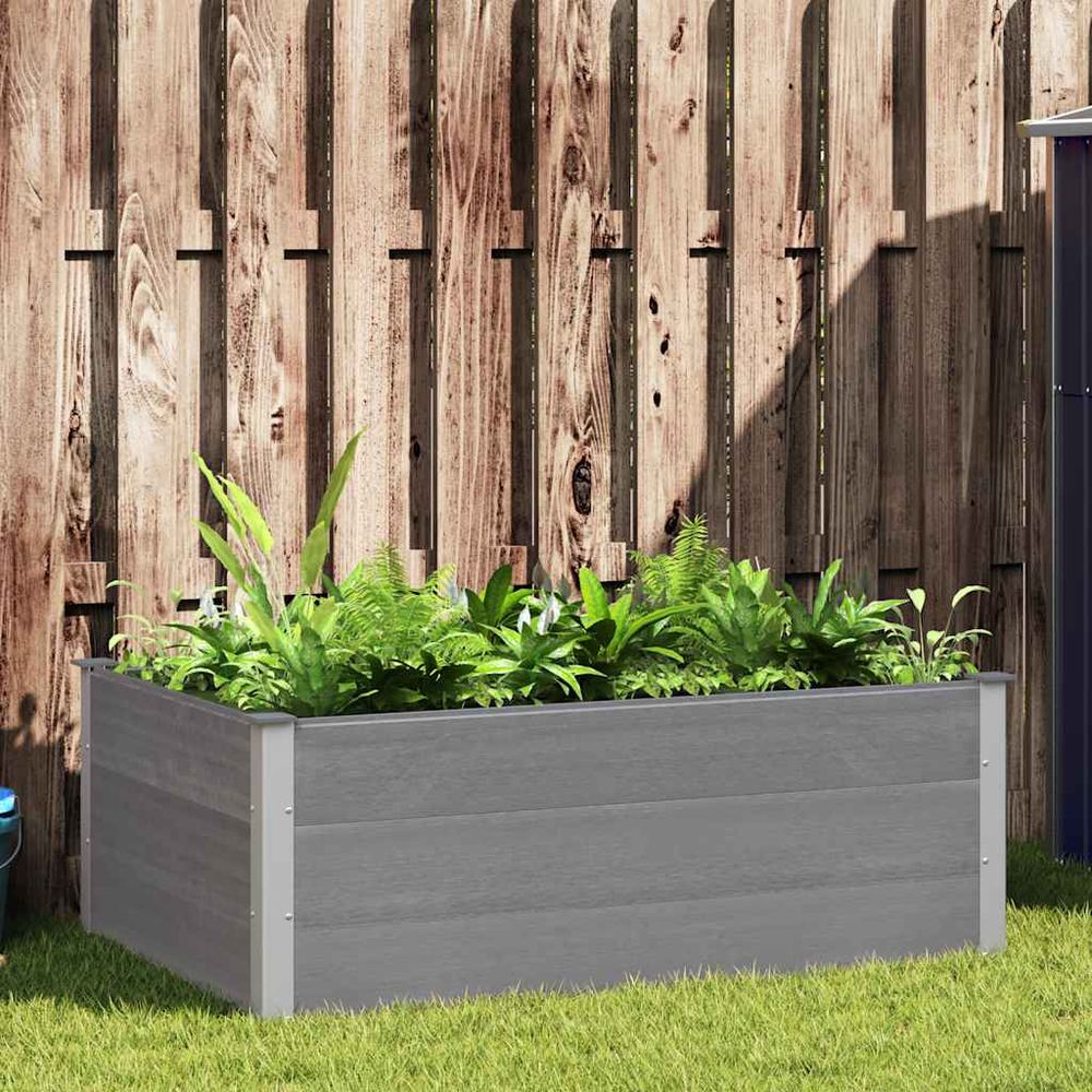 Carré potager surélevé 150x100 cm en composite wpc pour jardin gris