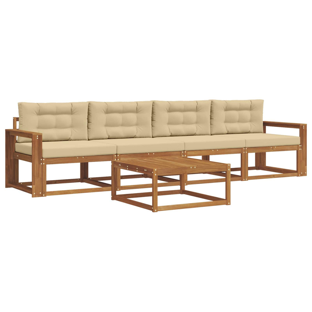 Ensemble de canapés d'extérieur 5 pcs naturel et beige